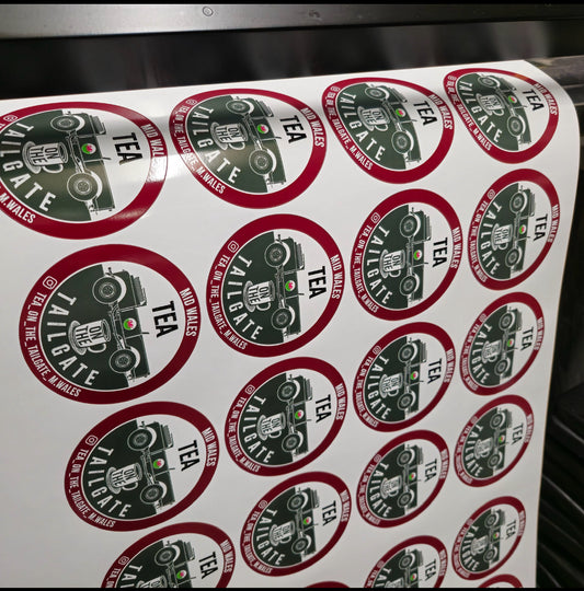 Tea on the Tailgate 100mm Stickers - 16 per sheet