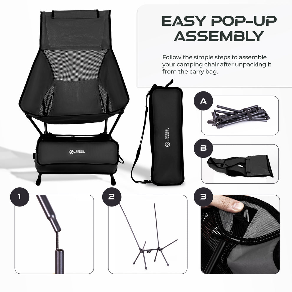 Cross Country Compact Camping Chair - High Back