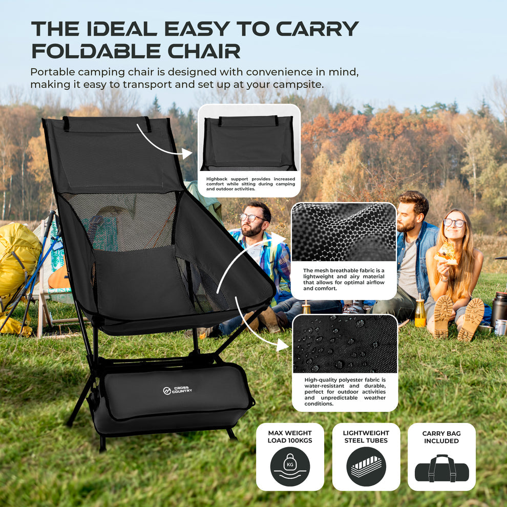 Cross Country Compact Camping Chair - High Back