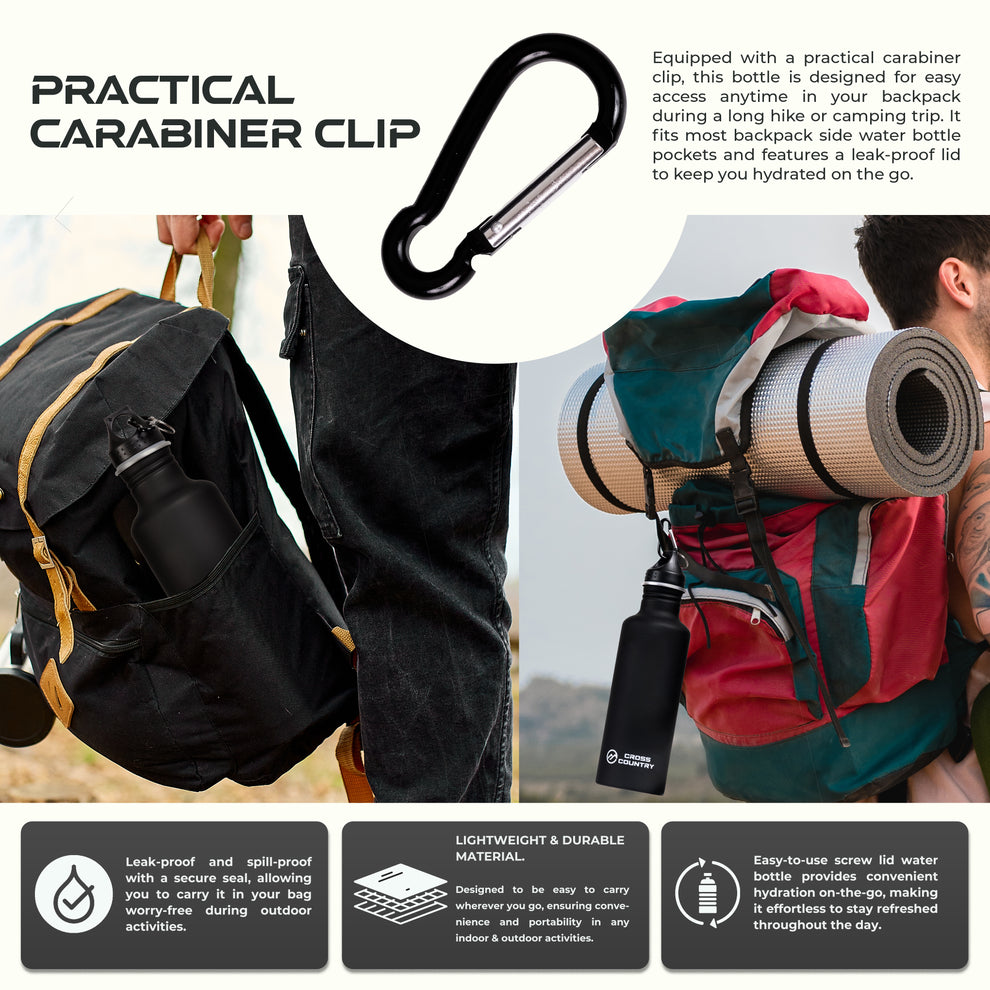 Cross Country Water Bottle with Carabiner